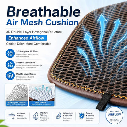 Summer 3D Air Big Mesh Car Seat Cushion Pad,Universal Fit Cooling Breathable and Vent Mesh Car Seat Cushions Cover for Truck SUV Pikup Sedan Accessories 1PCS (Brown)
