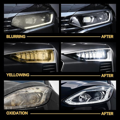 Car Headlight Restoration Kit, No Power Tools Required, Restoring to Like-New Condition, Covers 2-3 Vehicle Headlight Treatments, Headlight Cleaner and Restorer Kit, Headlight Restoration Spray
