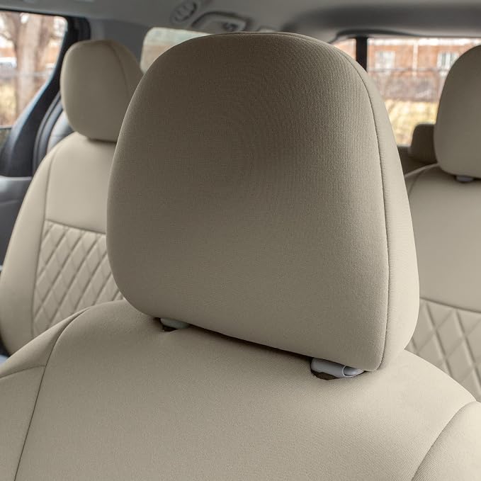 FH Group Custom Fit Car Seat Covers Specifically Made for 2011-2020 Toyota Sienna 7 Seater with Ultraflex Neoprene Water Resistant Automotive Seat Covers - Full Set Solid Beige