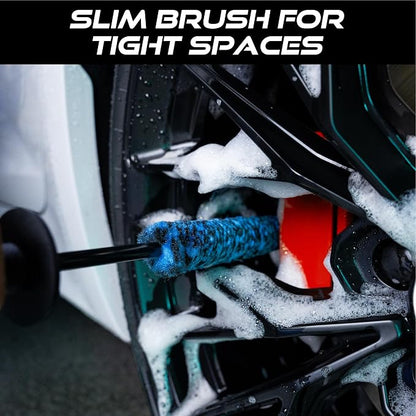 VIKING Wheel Barrel Brush Set, Cleaning Brush for Wheels and Car Detailing Kit, Includes Slim and Regular Diameters, 16 Inch Length, Teal, 2 Pack