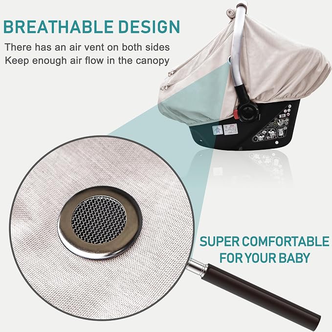 Waterproof Baby Car Seat Cover，YVMVDV Patented Cold Weather Carseat Cover for Babies,Infant Car Seat Cover Canopy for Boy Girls, Keeps Babies Warm and Cozy (Beige)