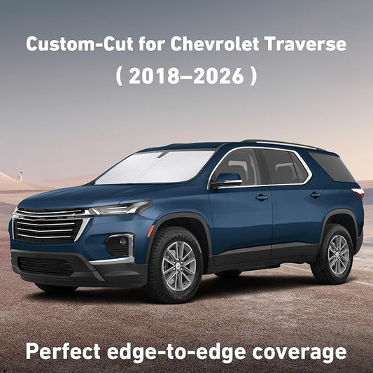 EcoNour Windshield Sunshade Compatible for Chevrolet Traverse 2018-2024 2025 2026, Sun Visor for Front Windshield & Window Sun Shade Cover, UV Heat Blocker & Protector, Car Accessories