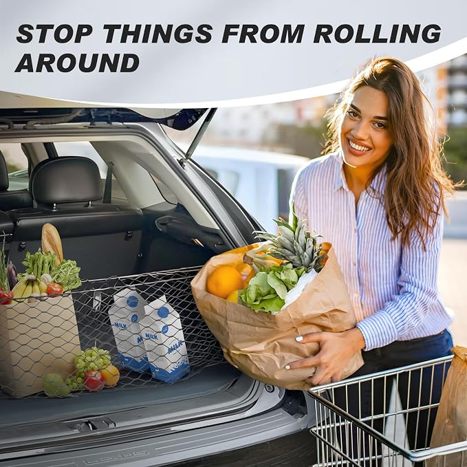 Karltys Cargo Net for Jeep Cherokee 2014-2023 Trunk Net | Envelope Style Elastic Mesh Net | Heavy Duty Metal Hooks | Jeep Cherokee Accessories