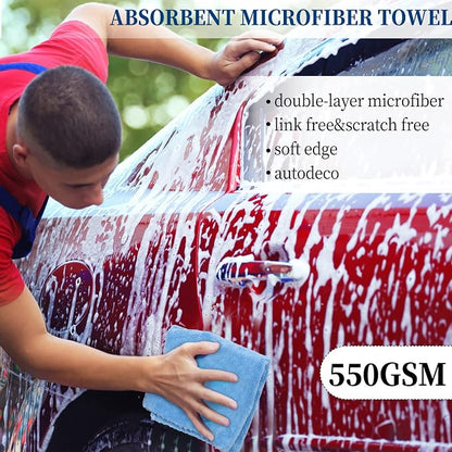 Tallew 16 Pcs 15 Pcs Car Microfiber Towels Buffing Drying Wash Cleaning Cloths Plush Large Towels Thick Care Polishing Detailing Waxing Scratch Proof Towel, 15.75 x 15.75 Inch (Light Blue)