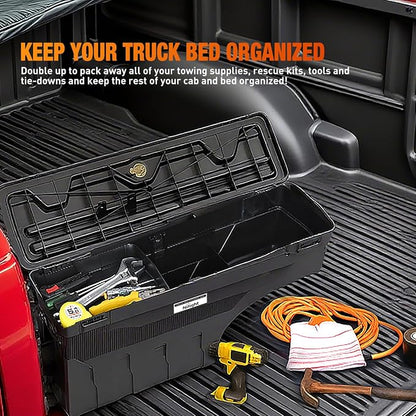 Nilight Truck Bed Tool Box Right Passenger Side Truck Tool Box Fit for Ford F-250/350 Super Duty 1999-2016 ABS Swing Case Truck Bed Storage Box with Lockable Lid Waterproof Wheel Well Toolbox Balck