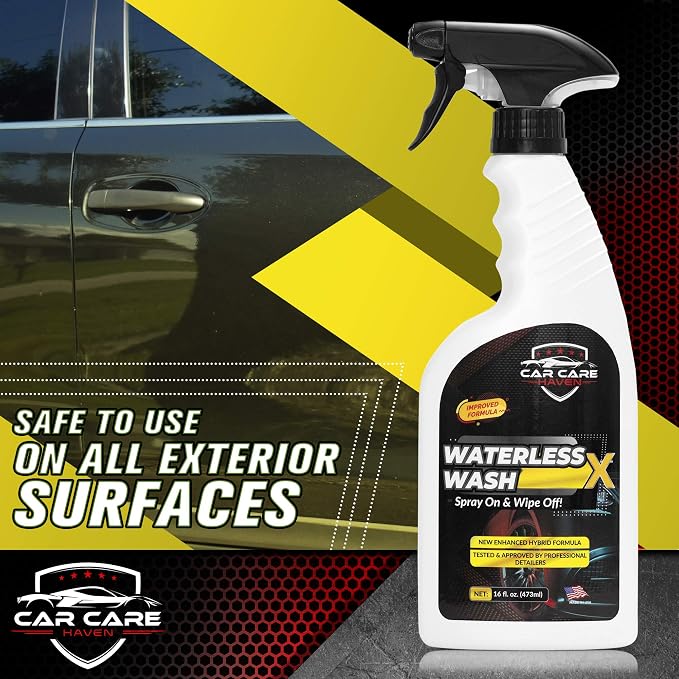 Waterless Wash X Car Detailing, Gallon + 16oz+ Towels | 5 Microfiber Towels, Quick Detailer for Any Vehicle, Wash in Garage, at Work, or Anywhere, Spray On & Wipe Off, Without Water