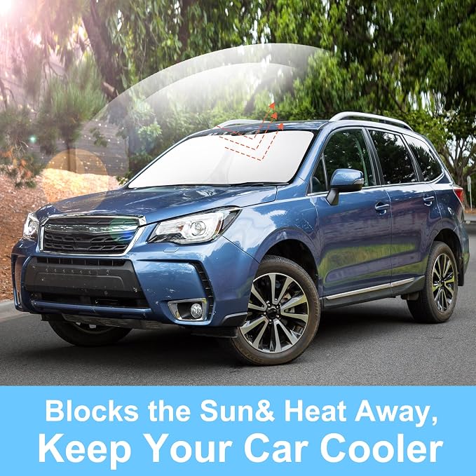 TINGLU Sun Shade for Subaru Forester 2014-2018 Accessories Windshield Sun Shade Window Shade UV Rays Protection Sun Visor Cover with Steering Wheel Sunshade Storage Bag