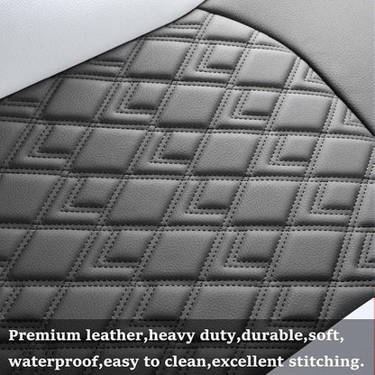 JOJOBAY Chevy Silverado Seat Covers,Leather Seat Covers for GMC Sierra,Custom Fit 2007-2026 1500 2500HD 3500HD Crew Double Extended Regular Cab,LT LZT RST Trail Boss(Front Pair,Black White)