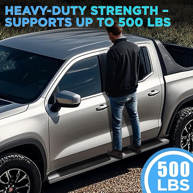 PZ 6.5" Running Boards Anti-Slip Side Steps Stainless Steel Compatible with 2015-2024 Ford F-150,2017-2024 F-250 F-350 F-450 F-550 Super Cab,500LBS No Drill Truck Running Boards Direct Fit Nerf Bar