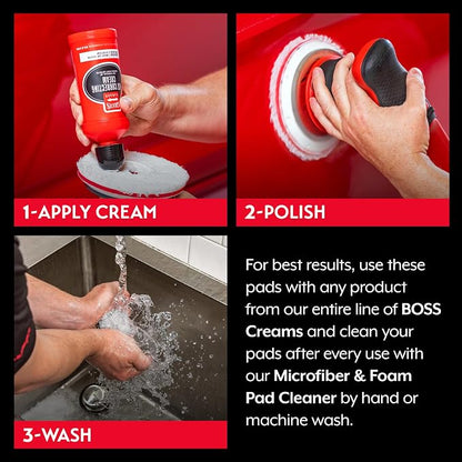 Griot's Garage BOSS 6.5” Microfiber Pads for Car Polishing and Detailing, Buffing Pads for Moderate and Severe Scratch Removal, Set of 2