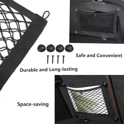2PACK Small Cargo Nets Elastic Stretchable Pocket Storage Mesh Net Universal Automotive Cargo Netting Storage Pouch with 8Pcs Mounting Screws&Hooks for Car Truck SUV Boats (17.7x9.8 Inch)