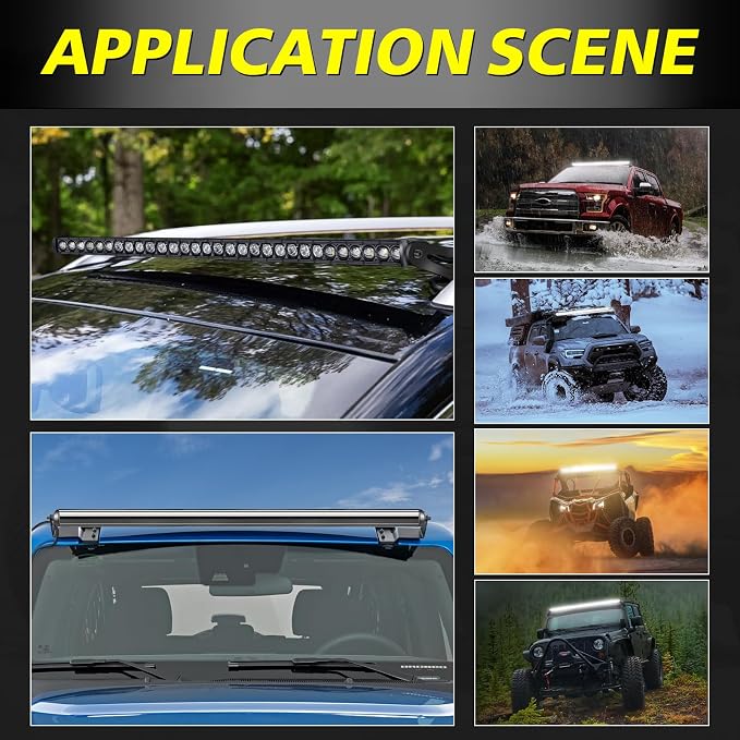 40" 210W Single Row LED Light Bar w/Wiring Harness Black Cover | OSRAM LEDs Off Road Driving Lights Slim Bumper Hood Roof Light Kit for Trucks Pickup UTV SUV Wrangler Can-Am