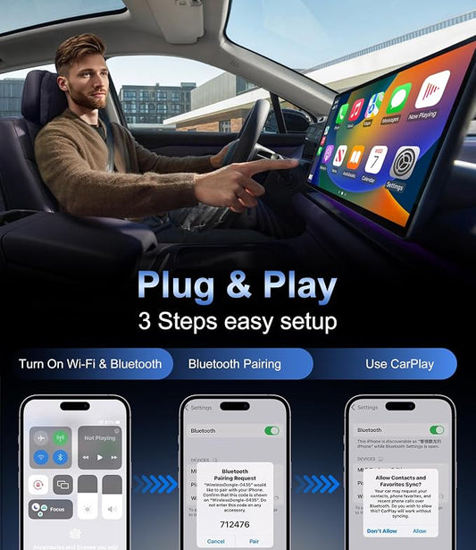 Wireless CarPlay Adapter for Apple iPhone & Android Auto - 2-in-1 Fast & Stable Mini CarPlay Adapter Convert Wired to Wireless, Plug & Play, Auto-Connect, No Delay, BT 5.4, 2.4G/5G WiFi