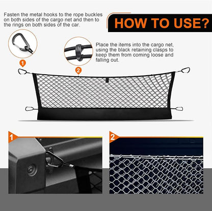 Envelope Style Truck Cargo Net for Honda Ridgeline 2017-2024 2025 Accessories, Heavy Duty Carabiners Highly Elastic Truck Bed Mesh Cargo Net