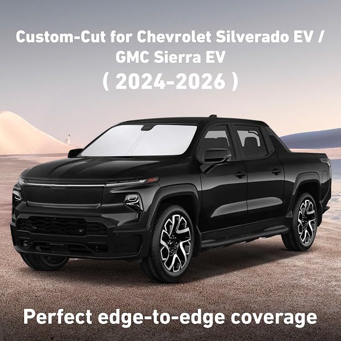 EcoNour Windshield Sunshade Compatible for Chevrolet Silverado EV/GMC Sierra EV 2024 2025 2026, Sun Visor for Front Windshield & Window Sun Shade Cover, UV Heat Blocker & Protector, Car Accessories