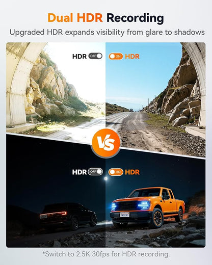 WOLFBOX X3 PRO Dash Cam Front and Rear, Dual STARVIS 2 IMX675, 1440P 60FPS+1440P ADAS Car Camera, EIS Image Stabilization with Ultra-Fast 5.8GHz WiFi, Voice Control & 3" Touch Screen, 64GB Card & GPS