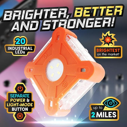 MARCALA Emergency Lights for Vehicles 3-Pack | LED Road Flares | Flares Emergency Road | LED Emergency Flares Include Batteries, Case, Whistle and are Stronger, Brighter & Better than round LED Flares