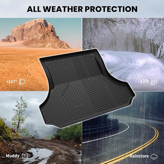 LASFIT Trunk Mat for Dodge Charger 2011-2023, for Chrysler 300 2011-2023, Fit Without Subwoofer, All Weather TPE Custom Fit Car Mats Cargo Liner Cargo Mat, Black