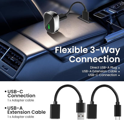 Wireless CarPlay Adapter, 2-in-1 CarPlay & Android Auto Adapter – Mini Snug Fit Design, Convert Factory Wired to Wireless for iPhone iOS 10+ & Android 11+