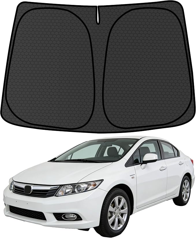 Civic Customized Windshield Sun Shade for 2012 2013 2014 2015 Civic Front Window Sunshade Visor Protector Foldable Blocks UV Rays Keep Car Cooler Accessories