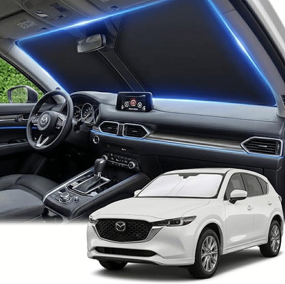 Windshield Sun Shade for Mazda CX5 CX-5 2017-2024 2025 2026 Front Window Shade Custom Fit CX5 Accessories Sport, Touring, Grand Touring,Crossover Sun Visor Foldable Shade Blocks UV Rays Accessories