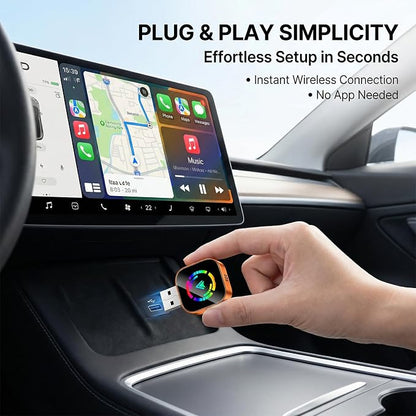 2026 Wireless CarPlay Adapter, Upgraded Wired to Wireless, Supports CarPlay & Android Auto, Plug and Play, Fast Auto Reconnect, Stable Contrl, Zero Lag, Heat Dissipation, Noiseless Car Use