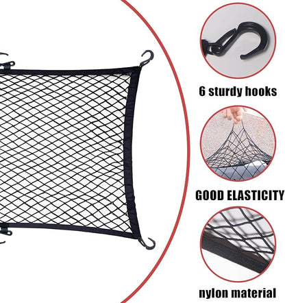Cargo Net for Utility Folding Wagon, Beach Cart,Trolley Cart, Cover,Garden Cart Cover - Elastic Heavy Duty Nylon Net with 6 Hooks - Outdoor Wagon Accessories (35.5"×23.6" to 71"×47")(6)