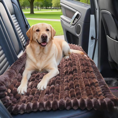Dog Car Seat Waterproof Bed Cover Non-Slip Car Back Seat Soft and Comfortabl Pet Bed Mat Car Blanket for Travel Backseat Extender Seat Covers Dog Bed for Cars Trucks and SUVs (Dark Brown 23.6” x 51”)