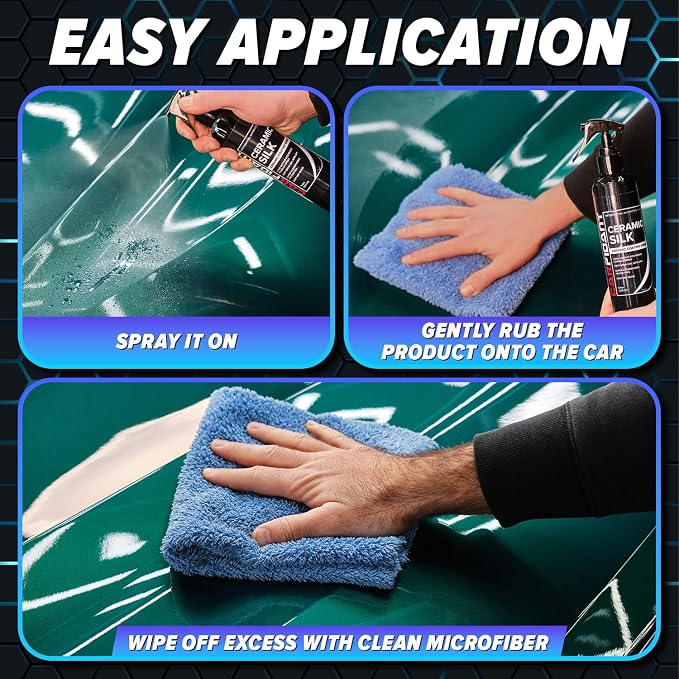 Carfidant Ceramic Silk - Ceramic Coating Spray - High Gloss, Hydrophobic Protection & Chemical Resistance for Cars, RVs & Boats - Long-Lasting Shine & Durability for Exterior Detailing - 16.9 fl. Oz.
