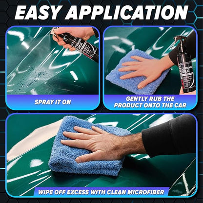 Carfidant Ceramic Silk - Ceramic Coating Spray - High Gloss, Hydrophobic Protection & Chemical Resistance for Cars, RVs & Boats - Long-Lasting Shine & Durability for Exterior Detailing - 16.9 fl. Oz.