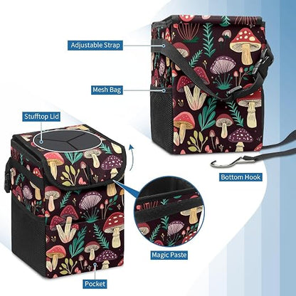 Car Trash Can – Multi-Purpose, Lightweight and Portable with Durable Water-Resistant Coating, No Installation Required, Practical and Ample Capacity, Variety of Colors.Mushroom