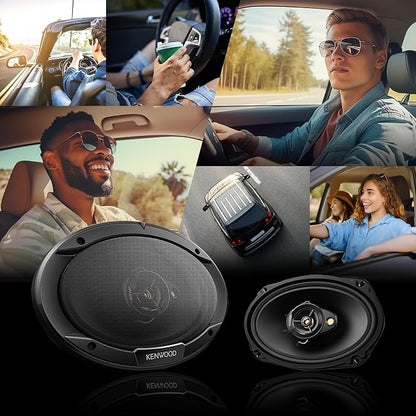 Kenwood KFC-6966R Road Series Car Speakers (Pair) - 6"x9" 3-Way Car Coaxial Speakers, 400W, 4-Ohm Impedance, Polypropylene Woofer & Electro-Dynamic Tweeter, Heavy Duty Magnet Design