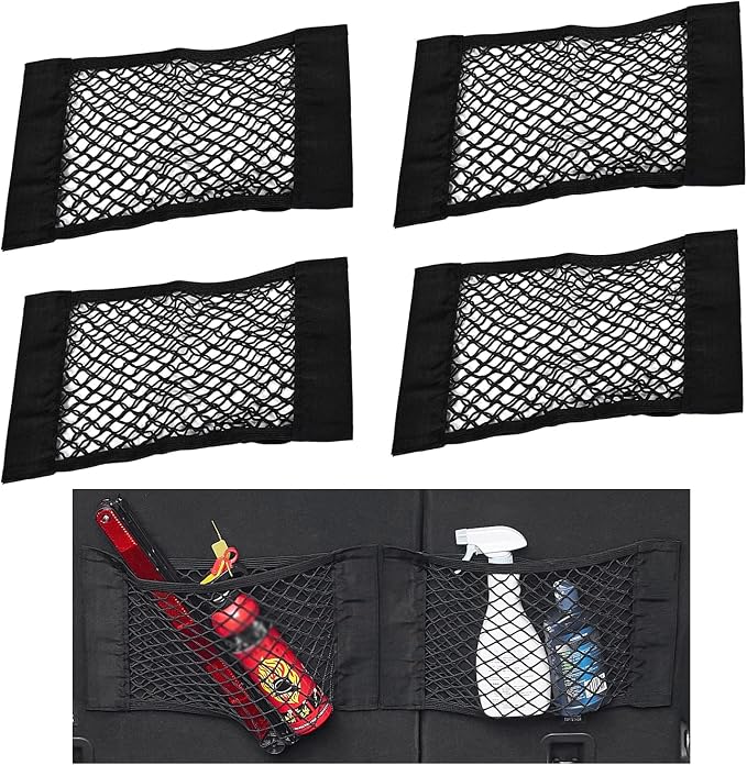 Universal Mesh Cargo Net Storage Net Wall Sticker Organizer Pouch Bag Storage Mesh Net for Car Trunk Storage Add On Organizers for Car Truck (15" x 9.5"(4 Packs))