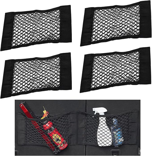 Universal Mesh Cargo Net Storage Net Wall Sticker Organizer Pouch Bag Storage Mesh Net for Car Trunk Storage Add On Organizers for Car Truck (15" x 9.5"(4 Packs))