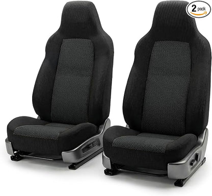 FH Group Car Seat Covers High Back Classic Cloth Front Pair Set with Gift, Easy to Install - Universal Fit for Cars, Trucks & SUVs (Black) FB102102