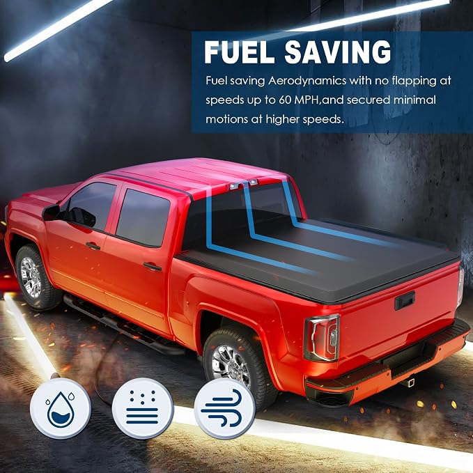MOSTPLUS Tri-Fold Soft Truck Bed Tonneau Cover Compatible with 2004-2014 Chevy Chevrolet Colorado/GMC Canyon | 07-08 Isuzu I290 I370 6' FT Bed Fleetside On Top