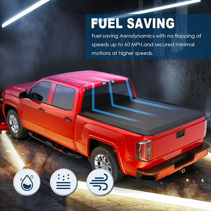 MOSTPLUS Tri-Fold Soft Truck Bed Tonneau Cover Compatible with 2004-2014 Chevy Chevrolet Colorado/GMC Canyon | 07-08 Isuzu I290 I370 6' FT Bed Fleetside On Top