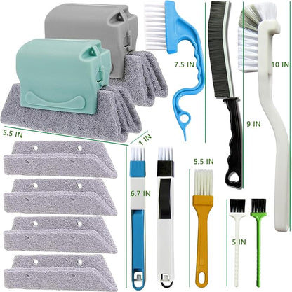 CRAFNEW 14Pcs Window Track Cleaning Tools, Deep Clean Groove Gap cleaning brush Kit for Window/Door Tracks, Sliding Doors, Tile Lines, AC Vents, Keyboards