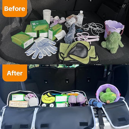 Trunk Organizer For Suv, Backseat Hanging Car Organizer And Storage,Large Capacity Foldable Trunk Organizer For Suv,Jeep/Truck/MPV,Car Accessories Interior(36"*10") Black