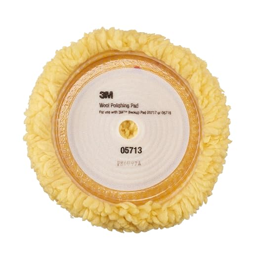 3M Wool Polishing Pad (05713) for Boats, Cars, Trucks and RVs – Single-Sided – 9 Inches, Yellow (Pack of 6)