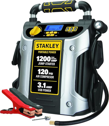 Stanley J5C09D 1200 Peak Amp Automotive Jump Starter, Portable Power – 2.1A/10W USB Port, 120 PSI Air Compressor