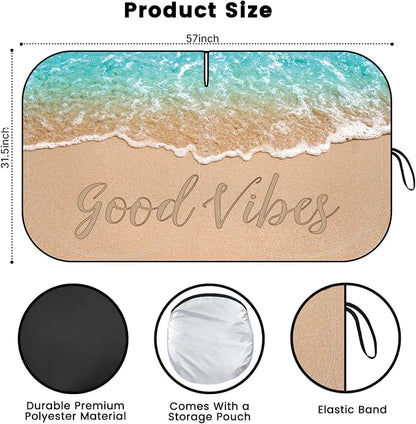Windshield Sun Shade, Car Sun Shade Windshield, Reflector Sunshade Offers Ultimate Protection for Car Interior, Reflective Polyester Blocks Heat for Sedans, Mini SUVs, Hatchbacks - 57 x 31.5 inches