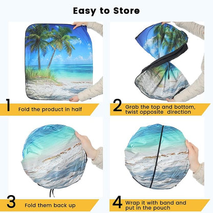 Windshield Sun Shade, Car Sun Shade Windshield, Reflector Sunshade Offers Ultimate Protection for Car Interior, Reflective Polyester Blocks Heat for Cars,Trucks,SUVs (57 x 31.5 in)