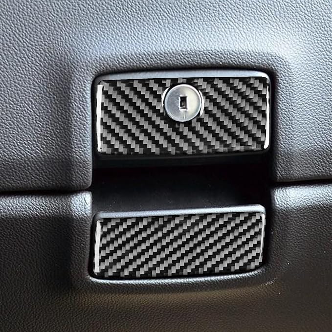 Real Carbon Fiber Fit for Chevy Silverado/GMC Sierra 1500 2014-2018 for 2500/3500HD 2015-2019 Car Co-Pilot Glove Box Handle Trim Dash Decals Sticker Decor Auto Interior Accessories Cover Black
