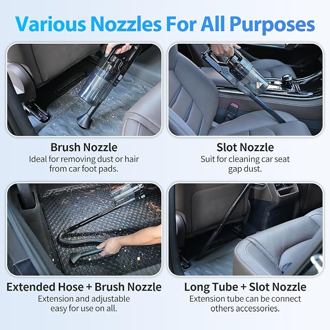 Car Cleaning Kit, Car Detailing Kit with Car Vacuum 8000PA High Suction, Car Interior Cleaning Supplies with Detailing Brushes, Windshield Cleaner Tool, Car Accessories for Men & Women