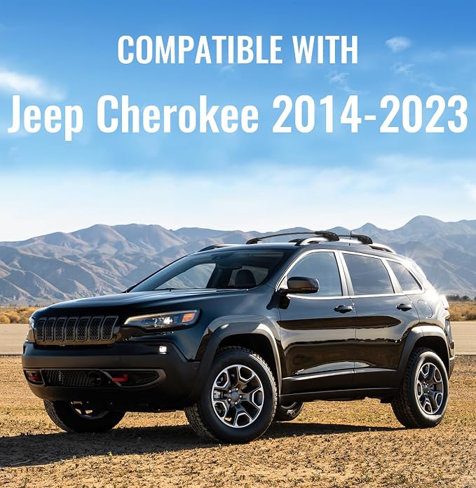 Lockable Roof Rack Cross Bars Compatible with Jeep Cherokee 2014-2023, Aluminum Car Cross Bar for Rooftop Cargo Carrier Bag Basket Luggage Kayak Canoe Bike Snowboard Skiboard (Not for JGC)