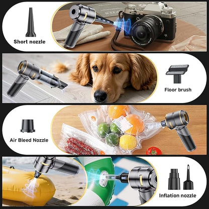 Car Vacuum Portable Cordless 22000PA High Power Handheld Mini Vacuum Cleaner Rechargeable Foldable with Brushless Motor Air Blower Duster Pump for Car Home Office Pet (Gray)