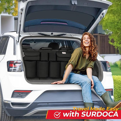 SURDOCA Car Trunk Organizer, LARGE CAPACITY Car Storage Bag with 8 Pockets, 7X Upgraded Trunk Storage Organizer for Car, SUV, Truck, MPV