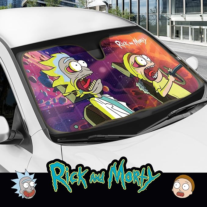Rick and Morty Car Windshield Sun Shade Accordion Style Sunshade for Car Window Cartoon Car Sun Shade Rick and Morty Car Accessories