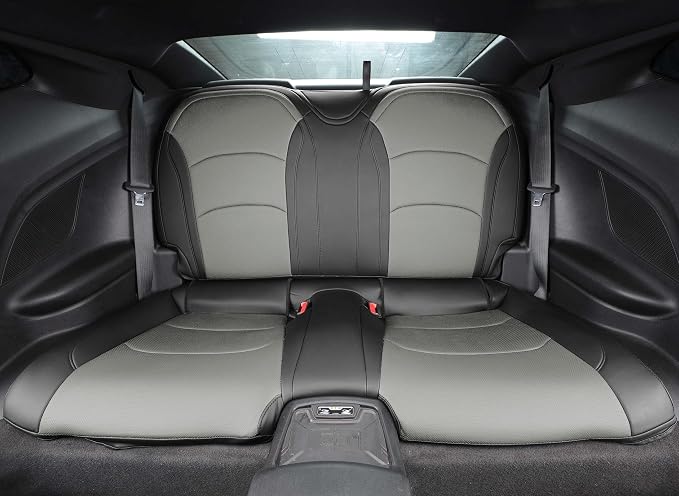 Seat Covers Custom Fit for Chevrolet Camaro 2016-2024 6th Gen Camaro LT ZL LS RS SS Convertible Model Faux Leather Vehicle Protect Cushion(Black Gray)